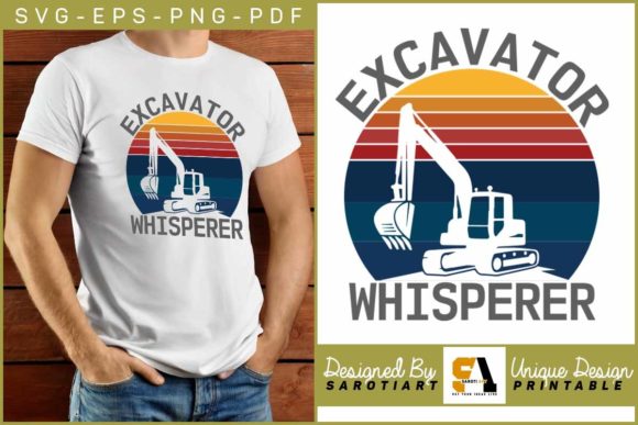 Excavator Whisperer SVG Retro Design Review