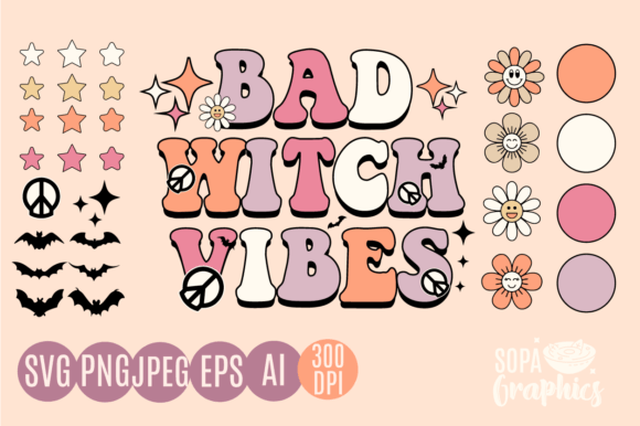 Retro Halloween Svg Bad Witch Vibe Cute Review